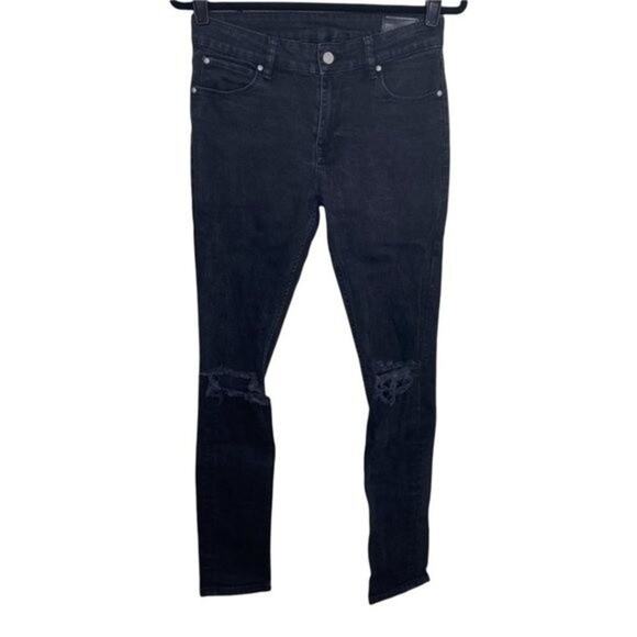 ASOS Black Knee Ripped Distressed Skinny Jeans 28 - Picture 1 of 6